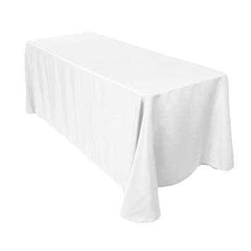 White Polyester Rectangle Linen Floor Length